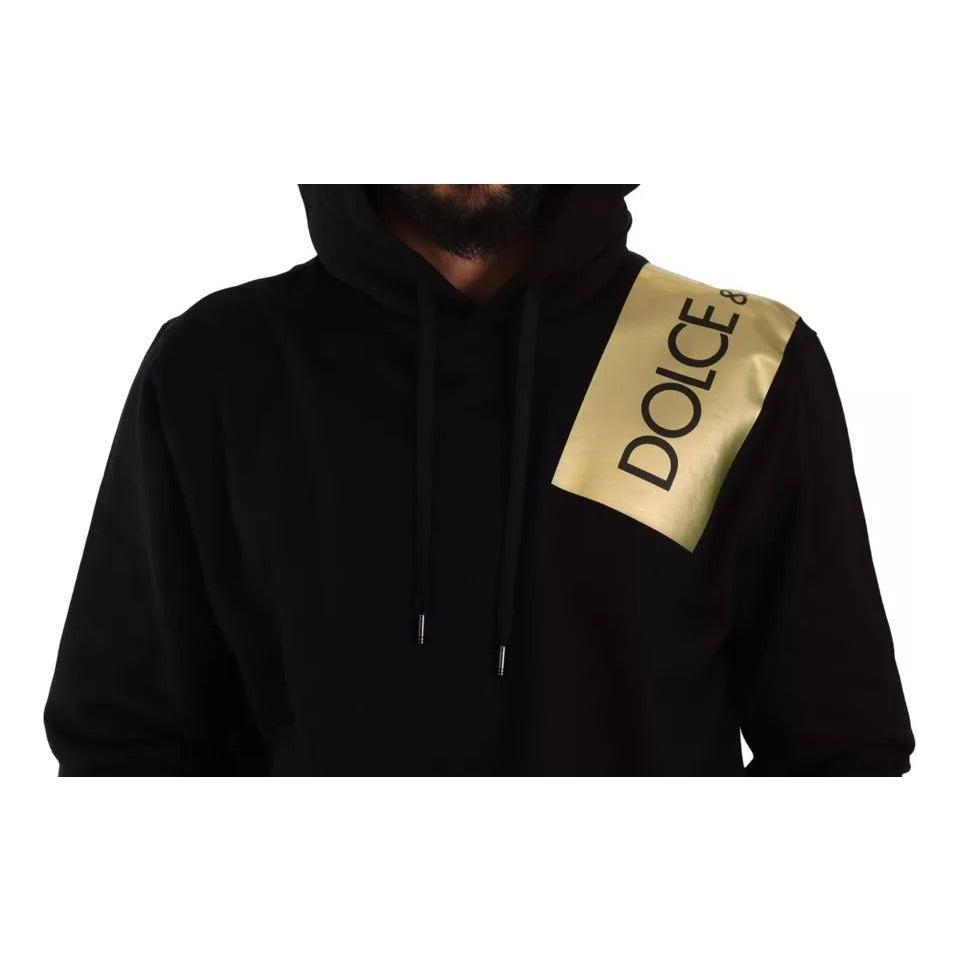 Dolce & Gabbana Black Gold Hooded Cotton Mens Pullover Sweater Dolce & Gabbana