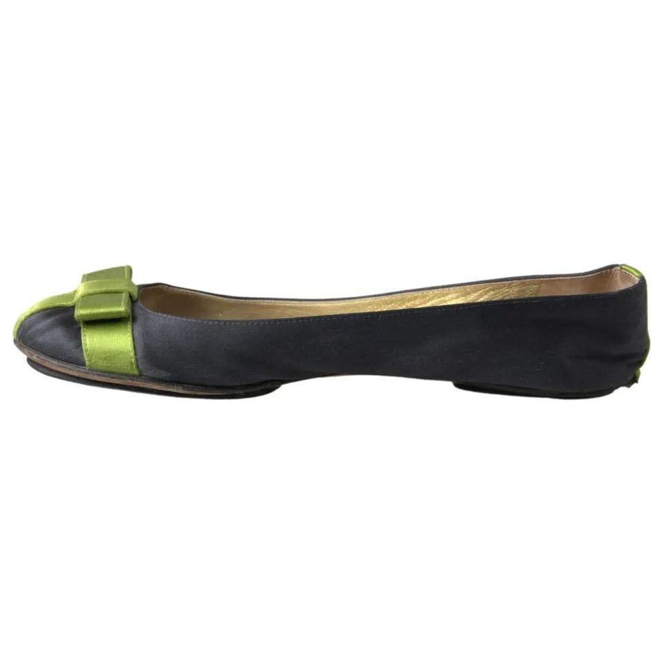 Dolce & Gabbana Black Green Loafers Ballerina Flats Shoes Dolce & Gabbana