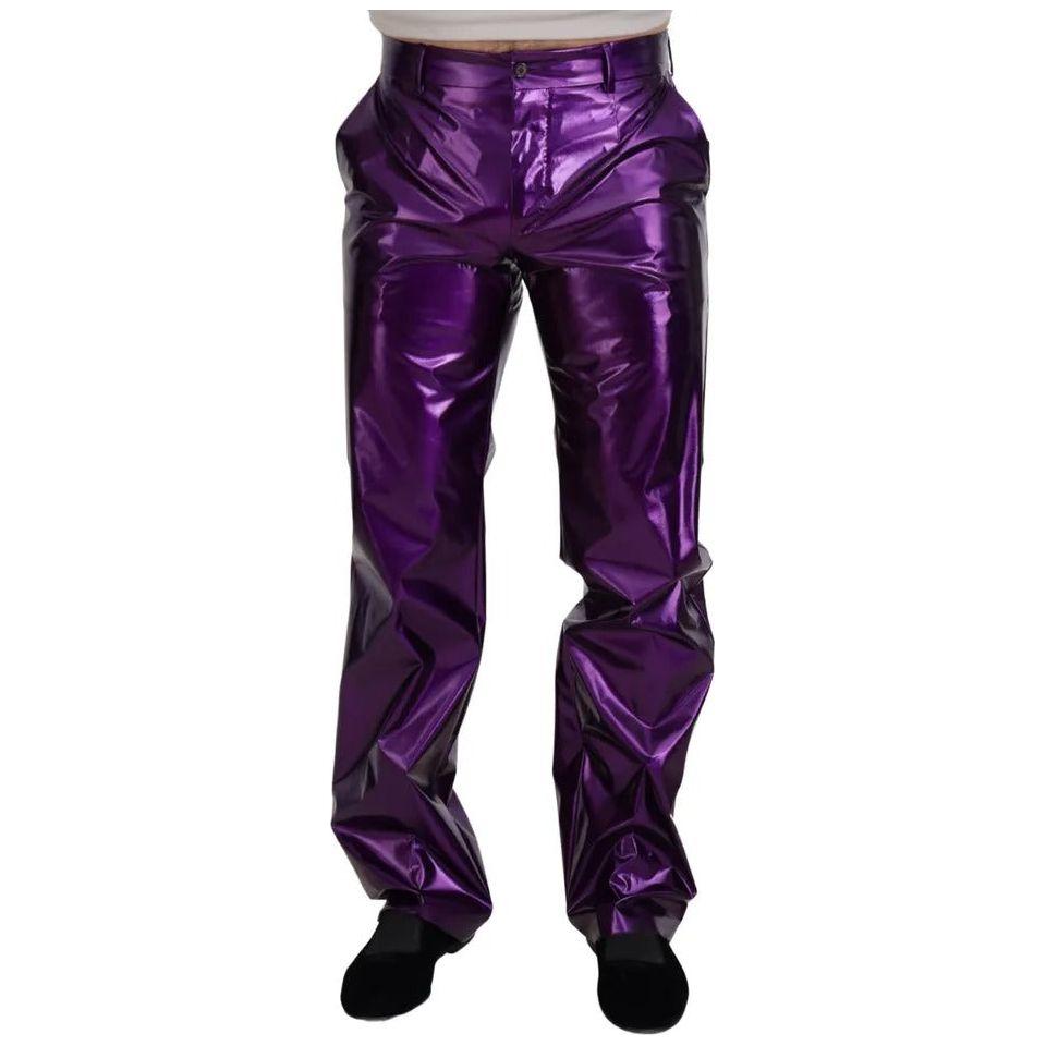 Dolce & Gabbana Purple Shining Men Casual Pants Dolce & Gabbana