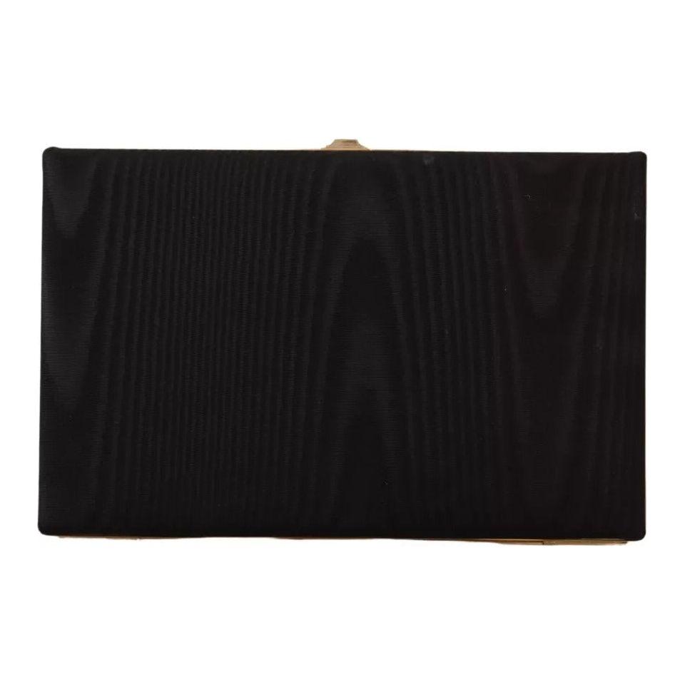 Dolce & Gabbana Black Silk Gold Frame Clutch Evening Party Purse Bag Dolce & Gabbana