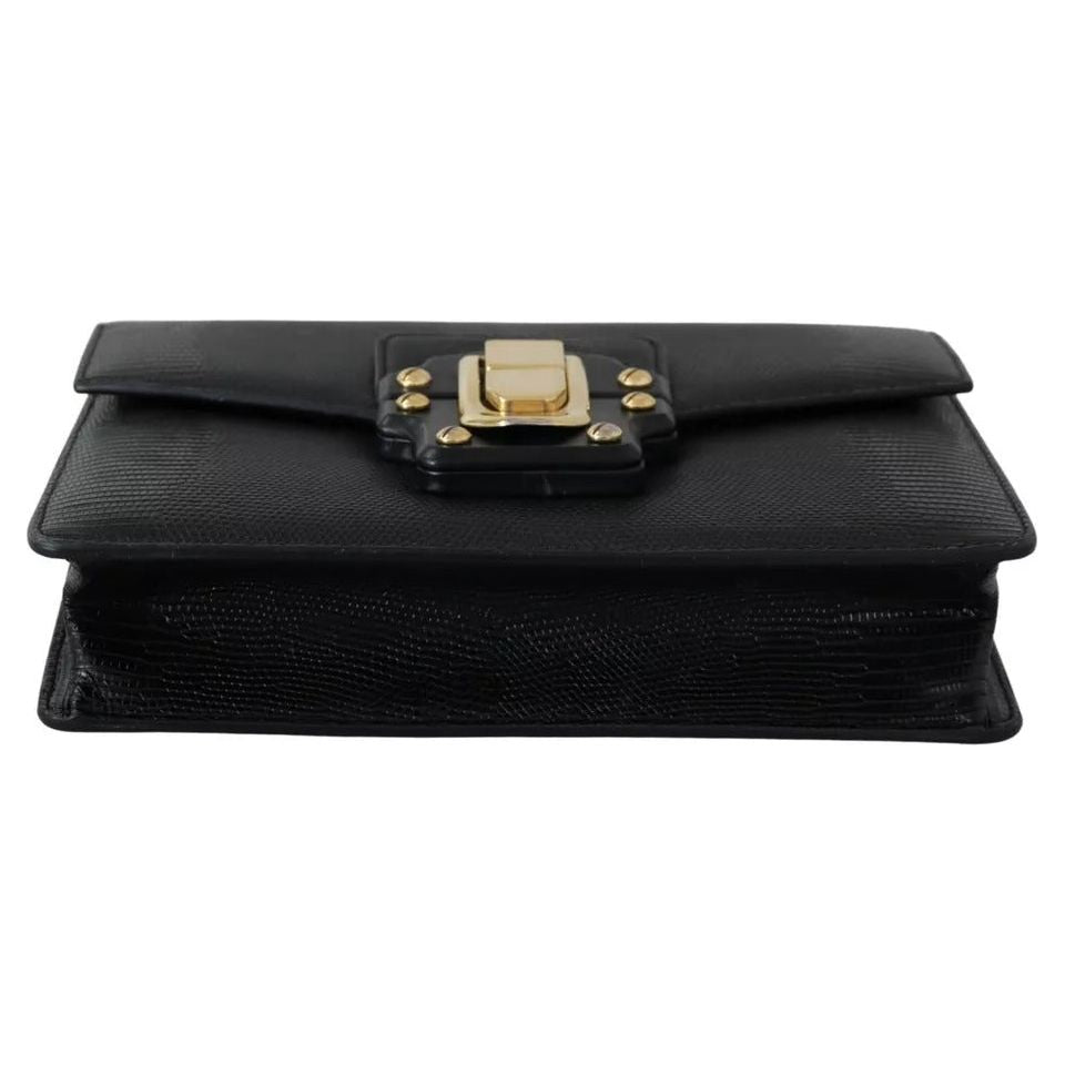 Dolce & Gabbana Black Leather Gold Metal Mini Women Purse Bag Lucia Wallet Dolce & Gabbana