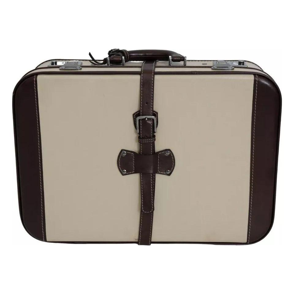 Dolce & Gabbana Brown Beige Leather Mens Travel Suitcase Luggage Bag Dolce & Gabbana