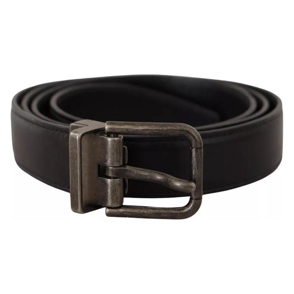 Dolce & Gabbana Black Calf Leather Vintage Logo Metal Buckle Belt Dolce & Gabbana