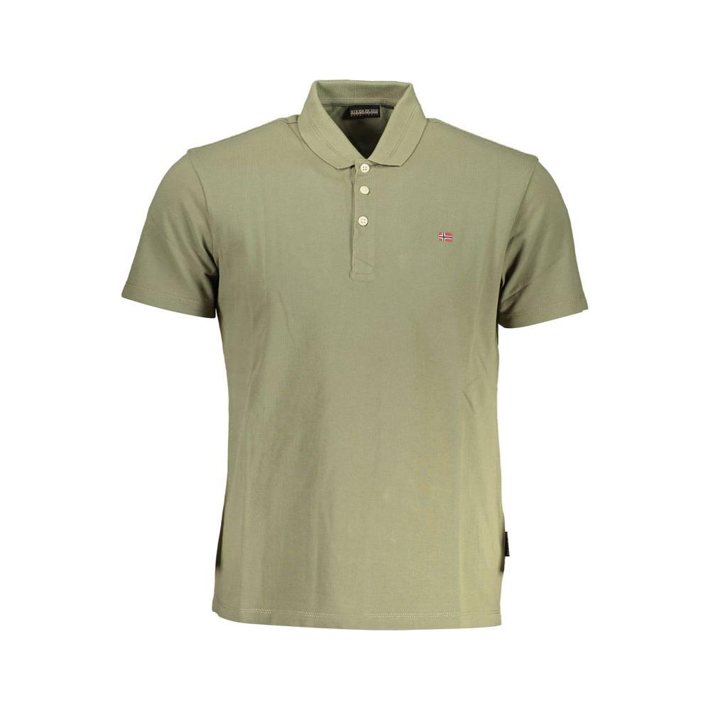 Napapijri Green Cotton Mens Polo Shirt Napapijri