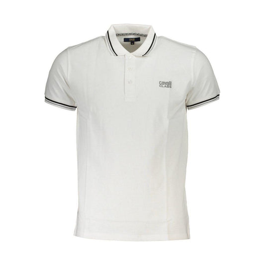 Cavalli Class White Cotton Polo Shirt Cavalli Class