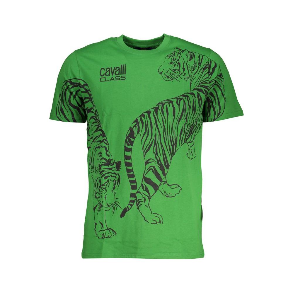 Cavalli Class Green Cotton T-Shirt Cavalli Class