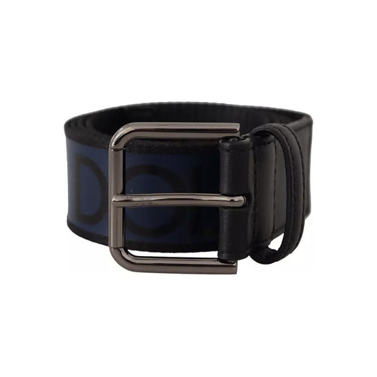 Dolce & Gabbana Blue Black Logo Print Silver Buckle Belt 1728,67345645728,90 cm / 36 Inches,Accessories,Belts - Accessories,Belts - Men - Accessories,Black and Blue,Dolce & Gabbana,Material: Polyester,Men,Men - Accessories,Preowned / Defect,Regular Belts