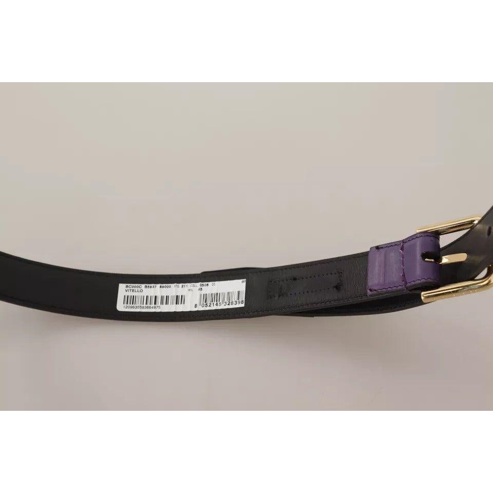 Dolce & Gabbana Purple Leather Gold Logo Engraved Metal Buckle Belt Dolce & Gabbana