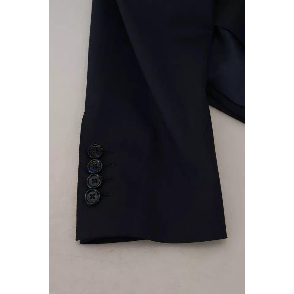 Dolce & Gabbana Blue Wool Single Breasted Coat Men Blazer Dolce & Gabbana