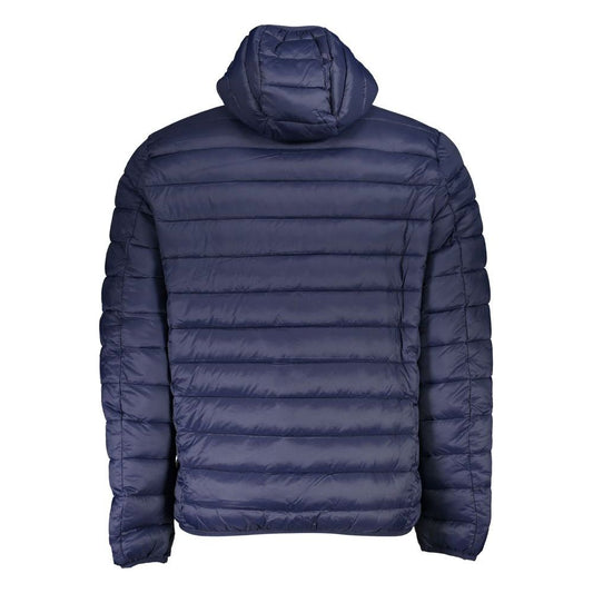 Chic Blue Hooded Polyamide Jacket