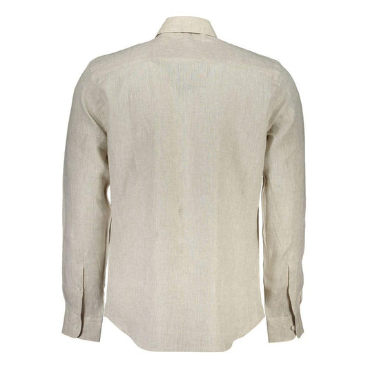 North Sails Beige Linen Men Shirt North Sails