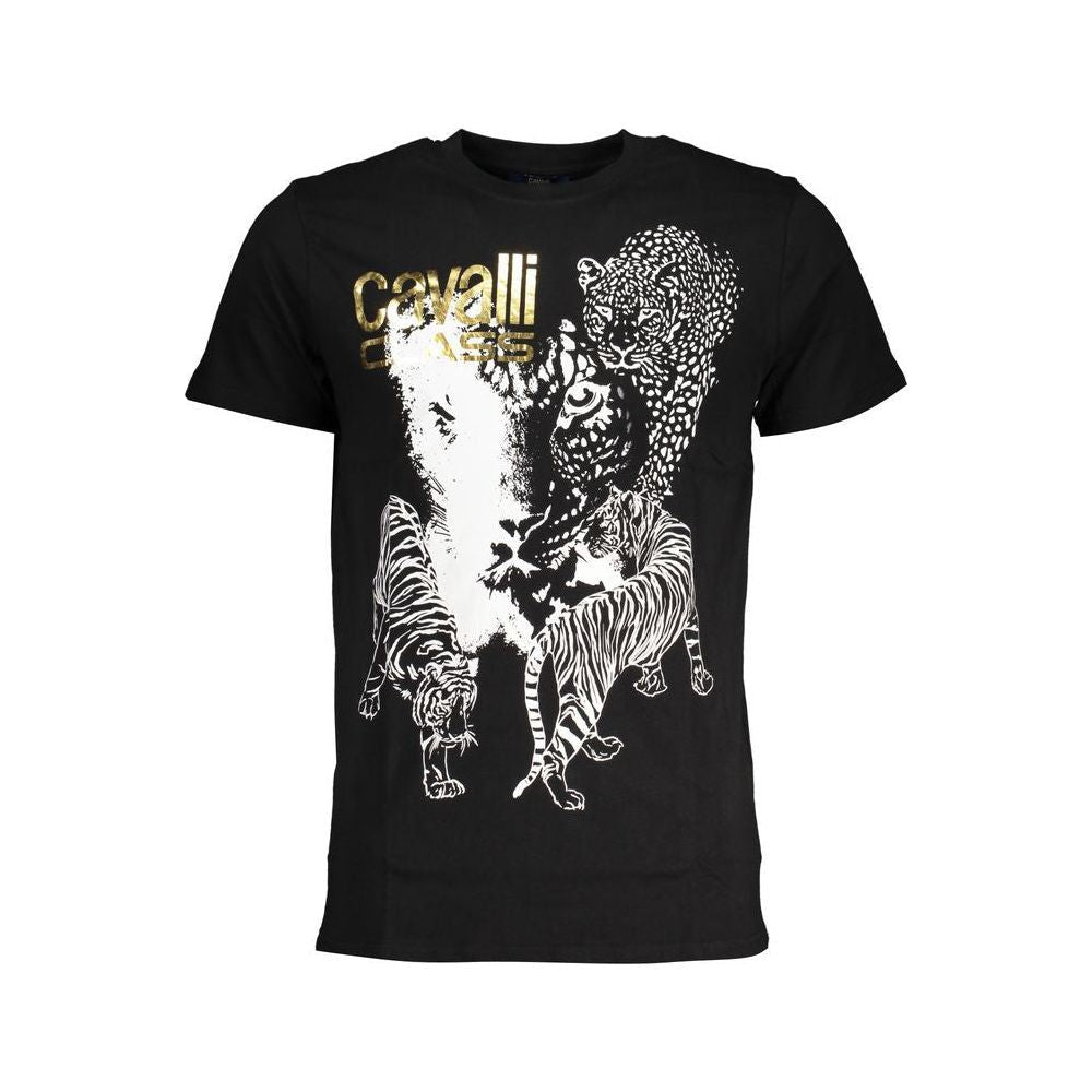 Cavalli Class Black Cotton T-Shirt Cavalli Class