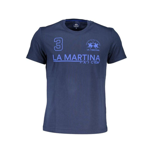 La Martina Blue Cotton Men T-Shirt La Martina