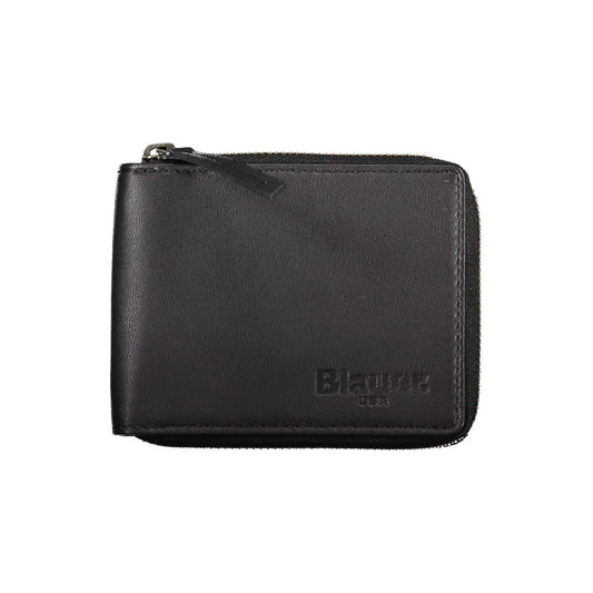 Blauer Sleek Leather Round Wallet with Card Spaces Blauer