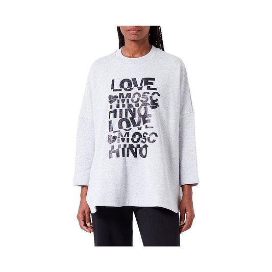 Love Moschino Glittered Cotton Oversized Sweatshirt - Grey Love Moschino