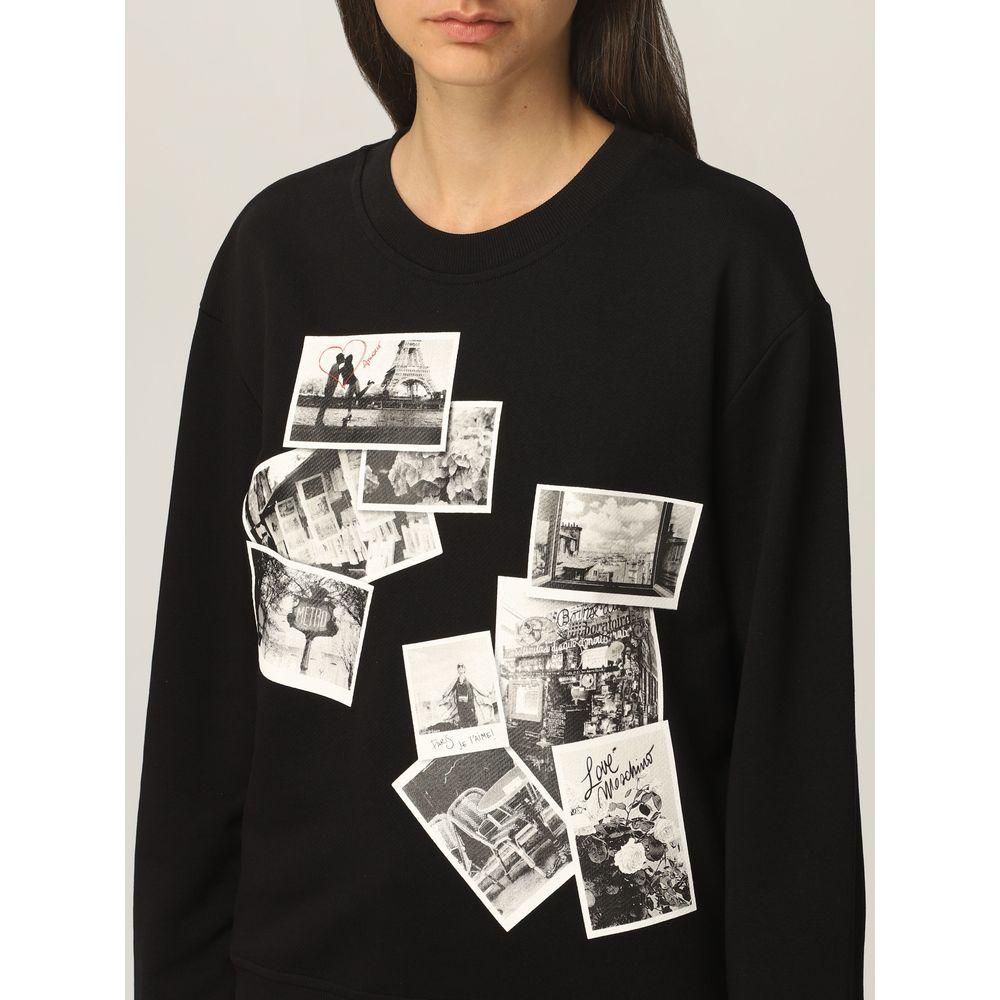 Love Moschino Chic Black Sweatshirt with Designer Emblem Love Moschino