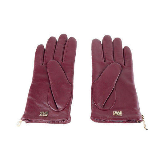 Cavalli Class Elegant Burgundy Lambskin Gloves Cavalli Class