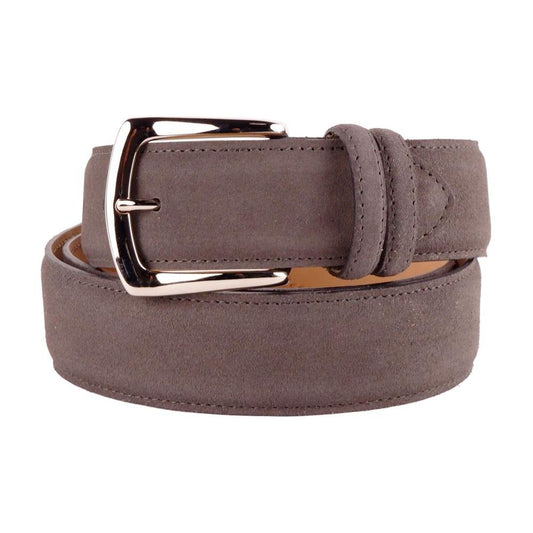 Made in Italy Elegant Grey Suede Calfskin Belt Made in Italy