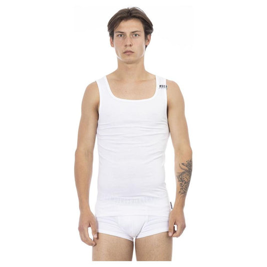Bikkembergs White Cotton Mens Tank Top Bikkembergs