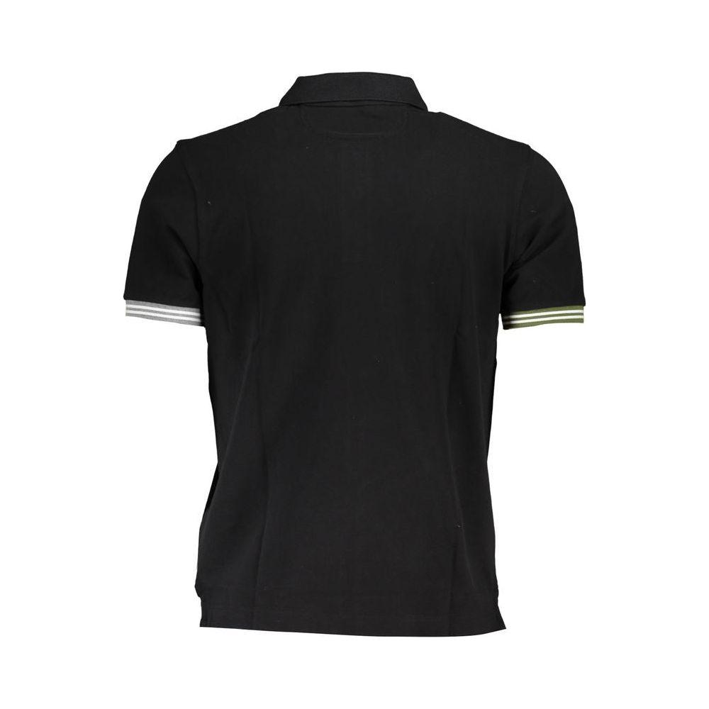 La Martina Sleek Black Polo with Subtle Contrasts La Martina