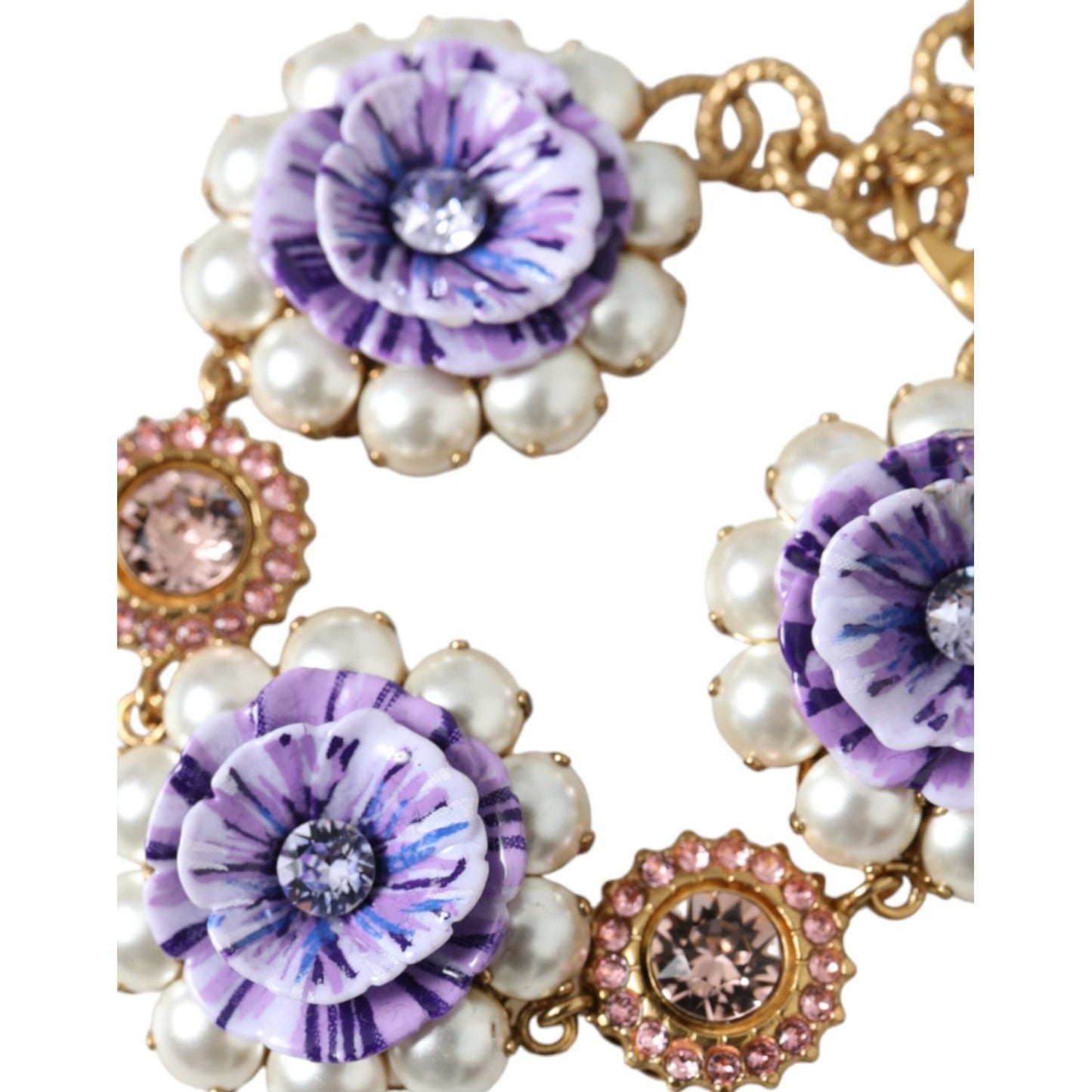 Dolce & Gabbana Gold FIORI BLOOMING Floral Baroque Crystals Bracelet Dolce & Gabbana