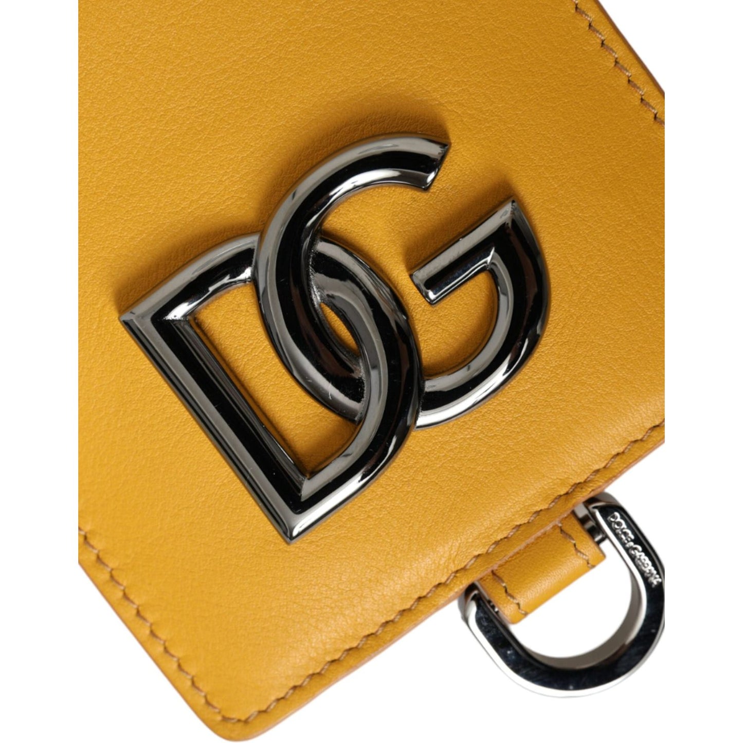 Dolce & Gabbana Orange Calf Leather Credit Card Holder Clip On Wallet Dolce & Gabbana