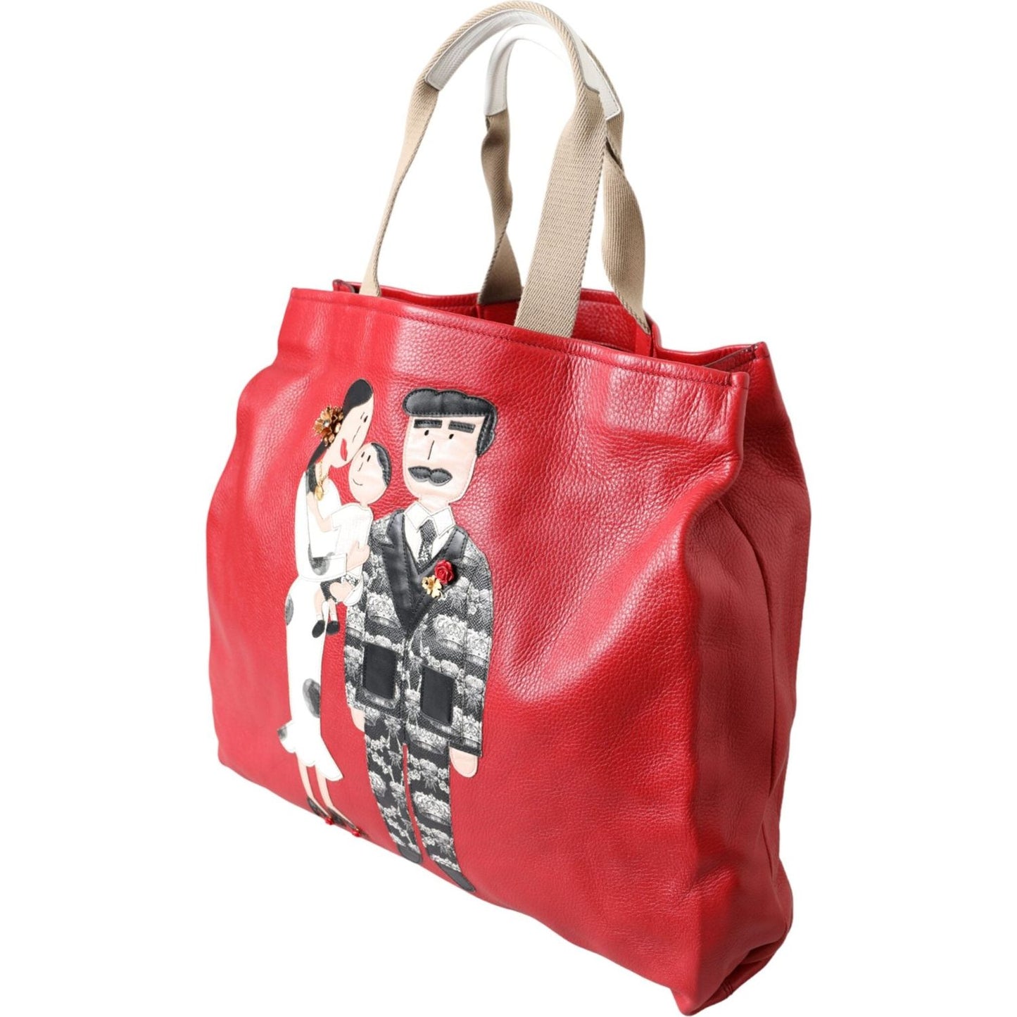 Dolce & Gabbana Red Leather #DGFamily Patch Shopping Tote Bag Dolce & Gabbana