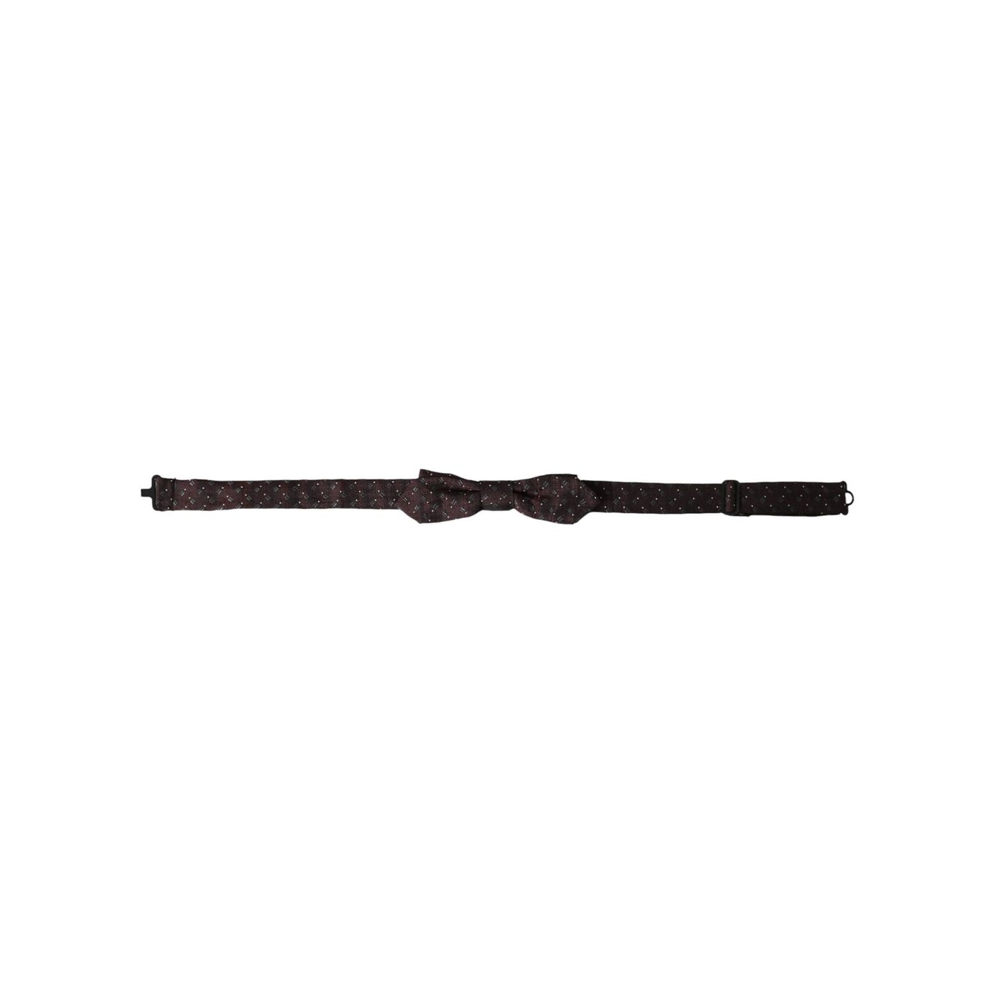 Dolce & Gabbana Maroon Silk Patterned Adjustable Neck Papillon Bow Tie