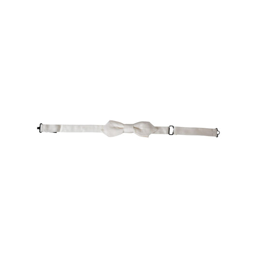 Dolce & Gabbana White Silk Adjustable Neck Men Papillon Bow Tie