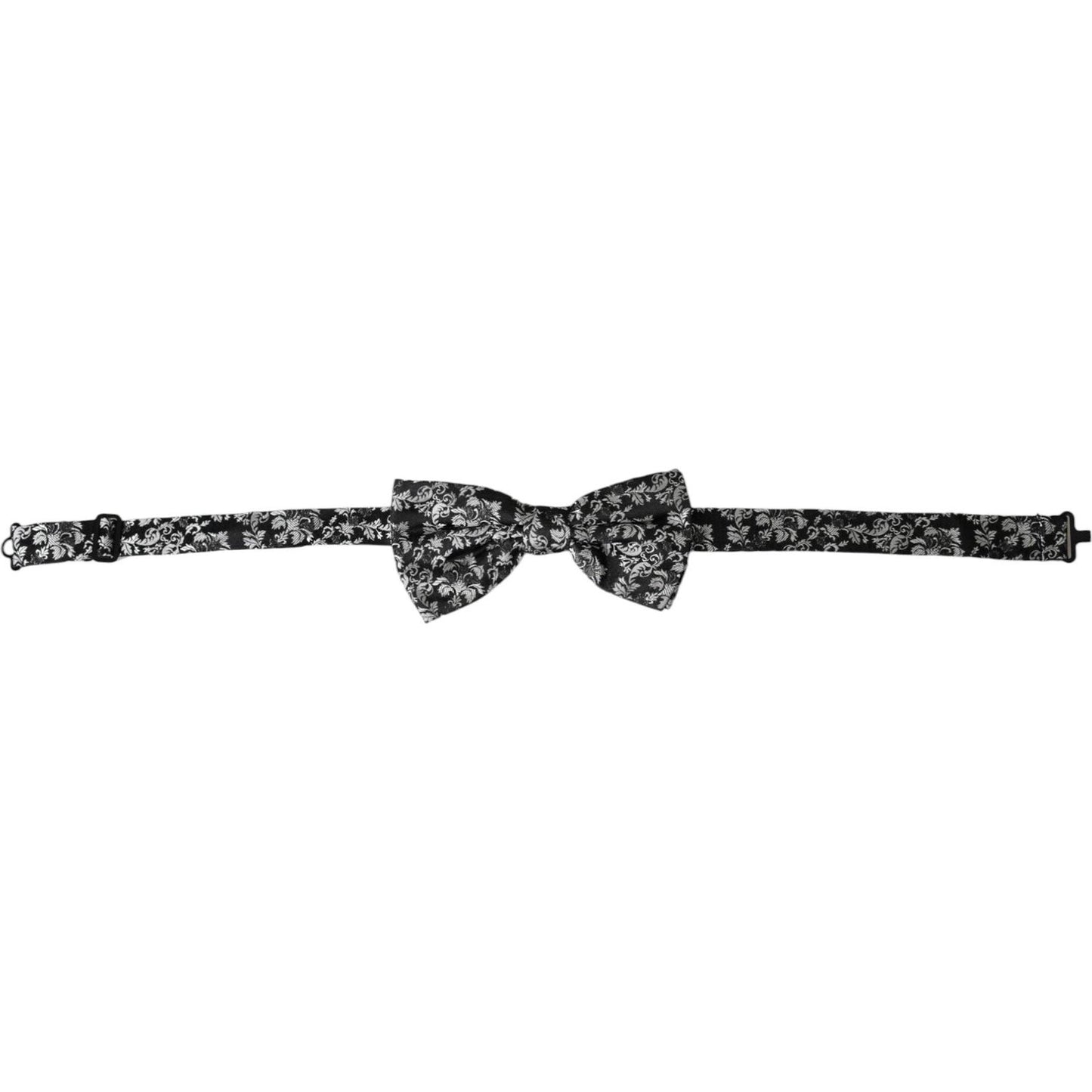 Dolce & Gabbana Black Floral Silk Adjustable Neck Men Bow Tie Dolce & Gabbana