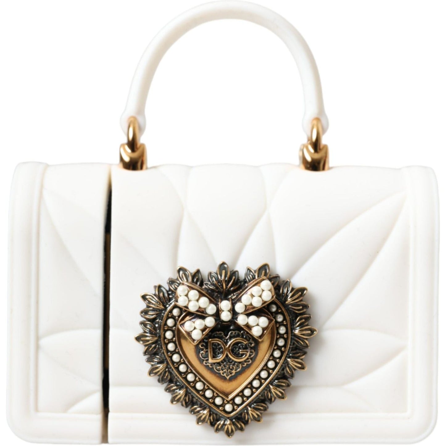 Dolce & Gabbana White Silicone Devotion Heart Cover Hand Bag Airpod Case Dolce & Gabbana