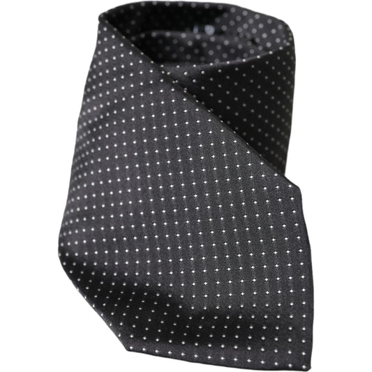 Dolce & Gabbana Black Polka Dot Silk Adjustable Men Tie Dolce & Gabbana