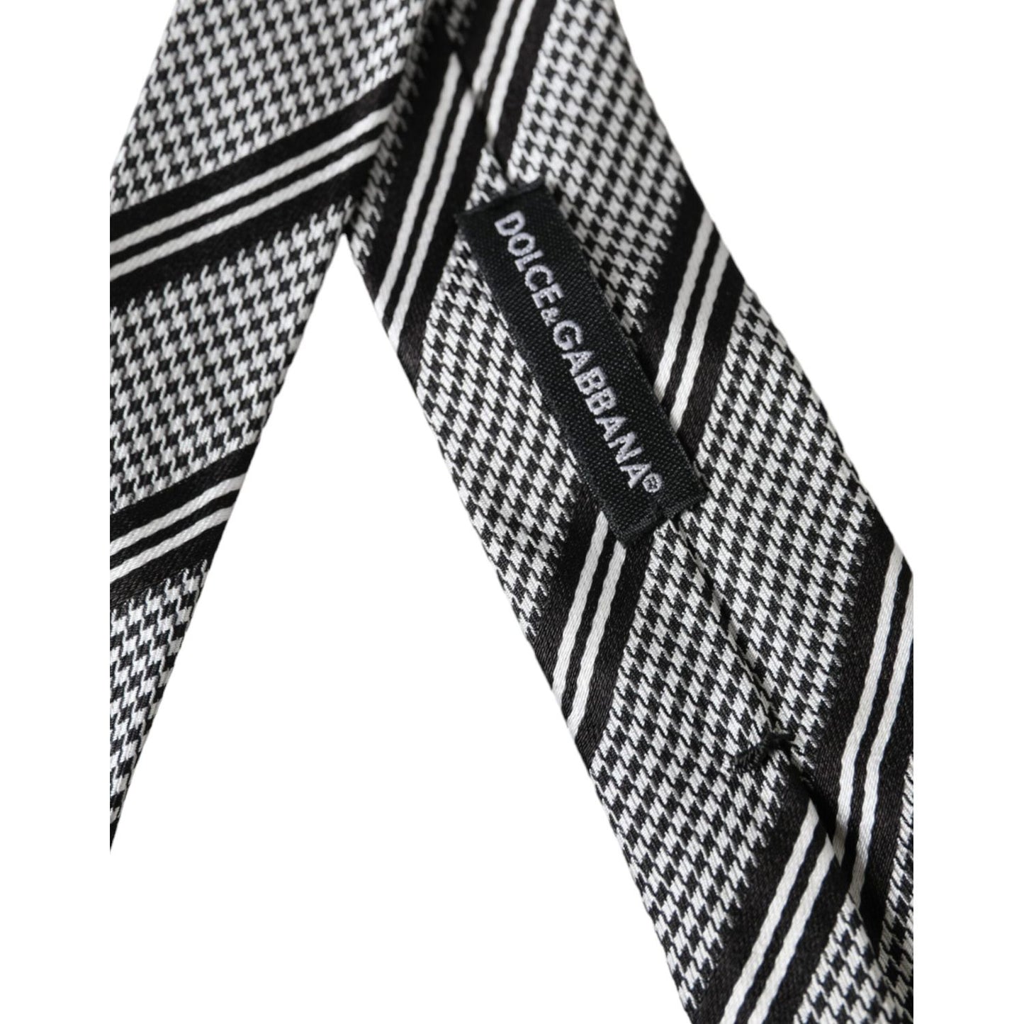 Dolce & Gabbana Black White Stripes Silk Adjustable Tie Dolce & Gabbana