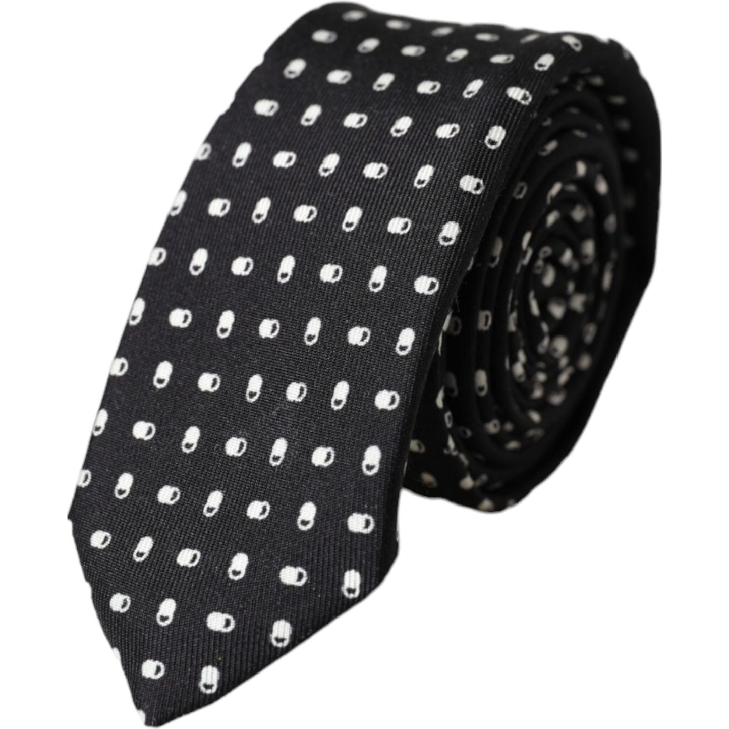 Dolce & Gabbana Black Patterned 100%Silk Adjustable Tie Dolce & Gabbana