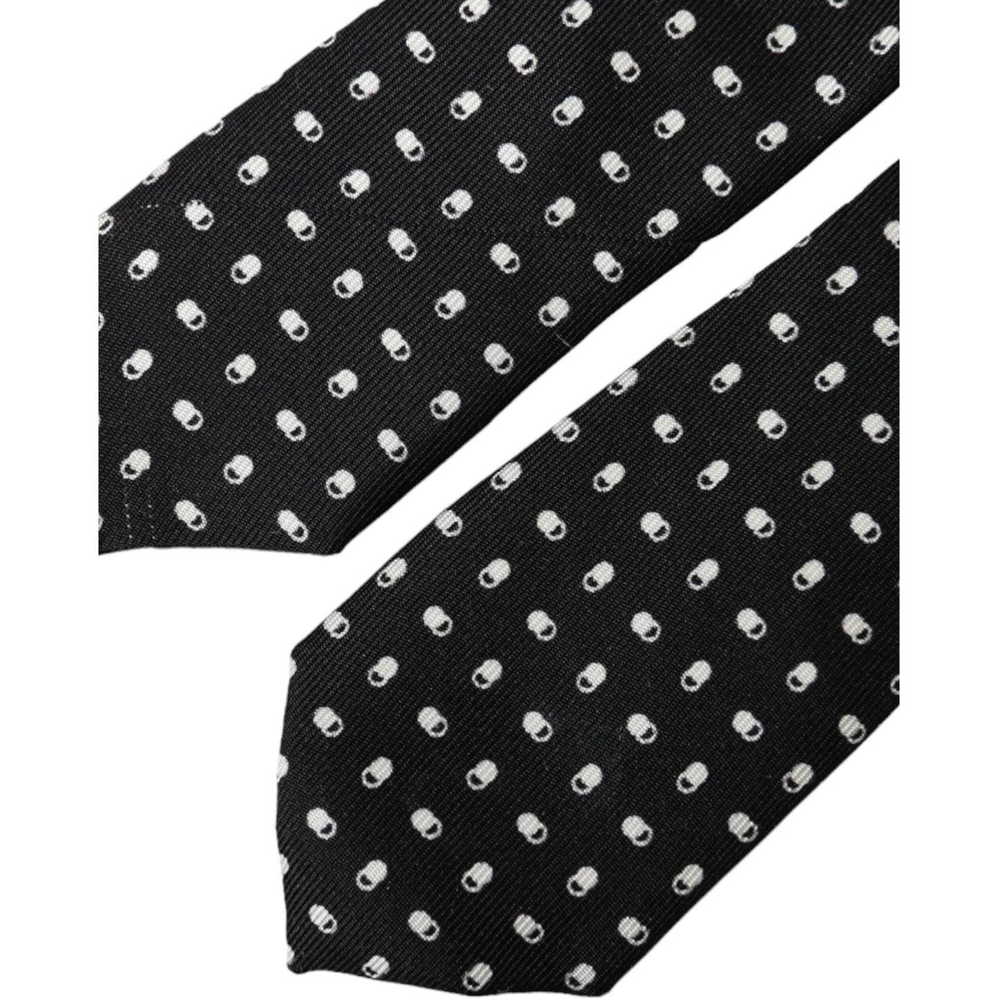 Dolce & Gabbana Black Patterned 100%Silk Adjustable Tie Dolce & Gabbana