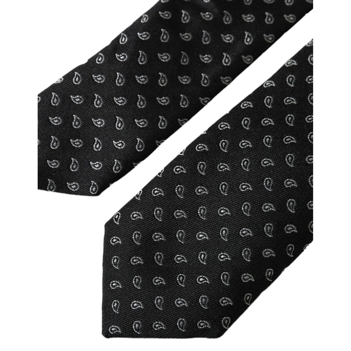 Dolce & Gabbana Black Jacquard Patterned Silk Adjustable Men Tie