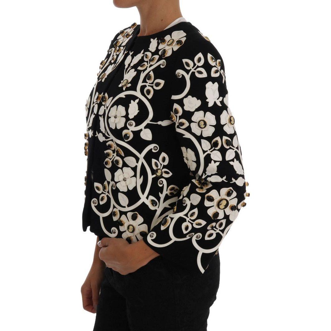 Dolce & Gabbana Floral Embroidered Crystal Wool Coat Jacket Coats & Jackets Dolce & Gabbana