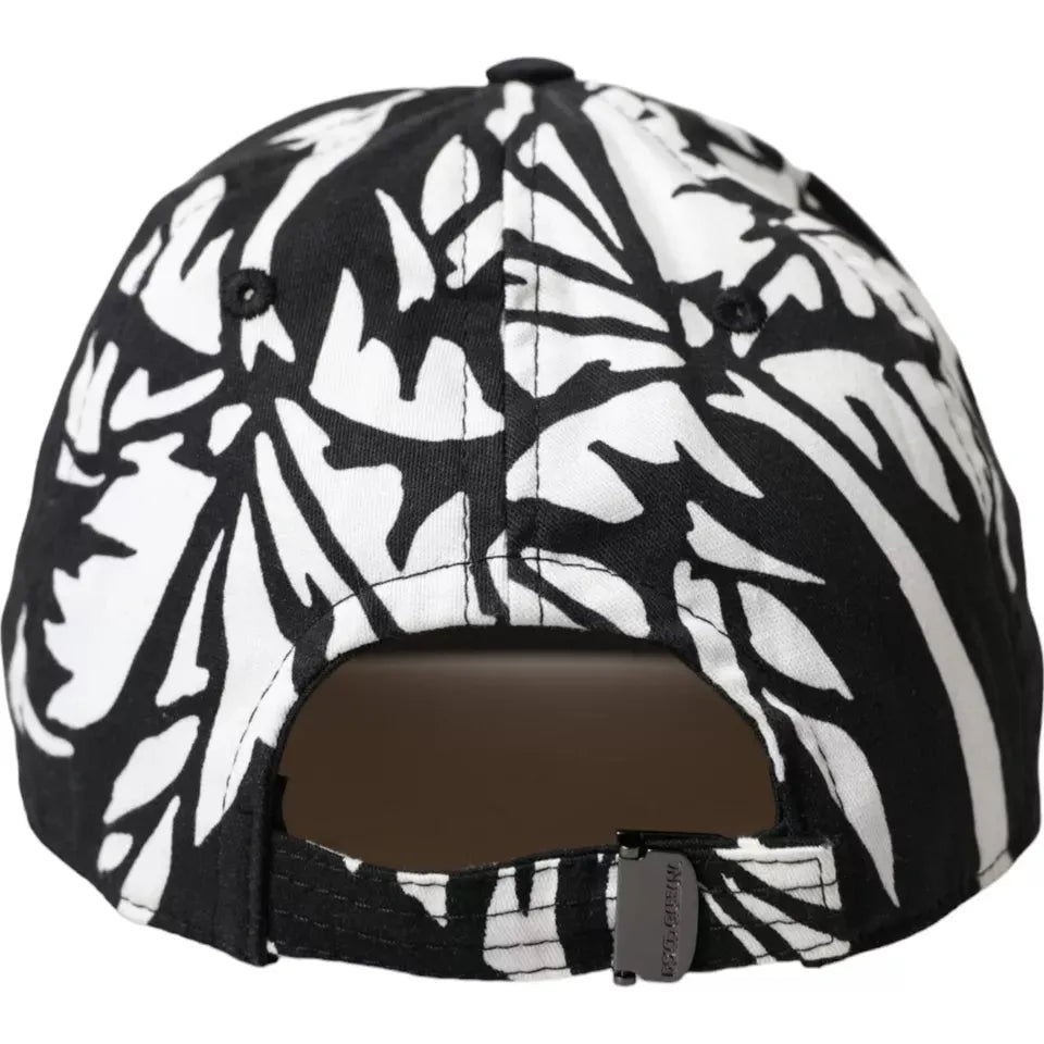 Dolce & Gabbana Black Cotton Leaf Print Baseball Hat Dolce & Gabbana