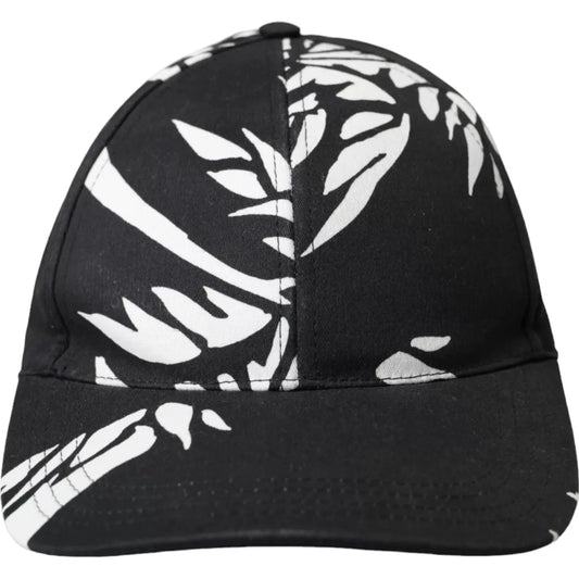 Dolce & Gabbana Black Cotton Leaf Print Baseball Hat Dolce & Gabbana