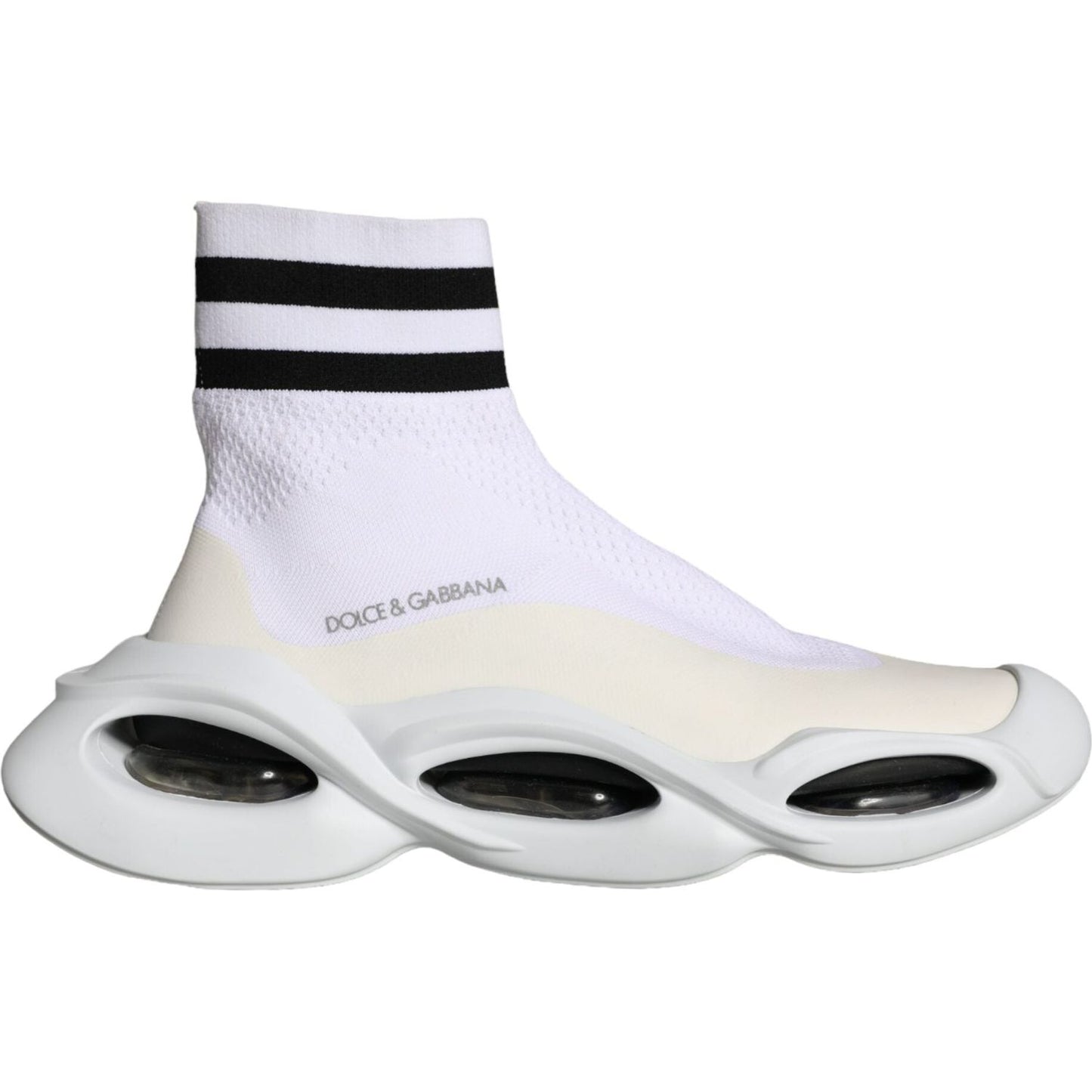 Dolce & Gabbana White Black Slip On Wave Socks Sneakers Shoes Dolce & Gabbana