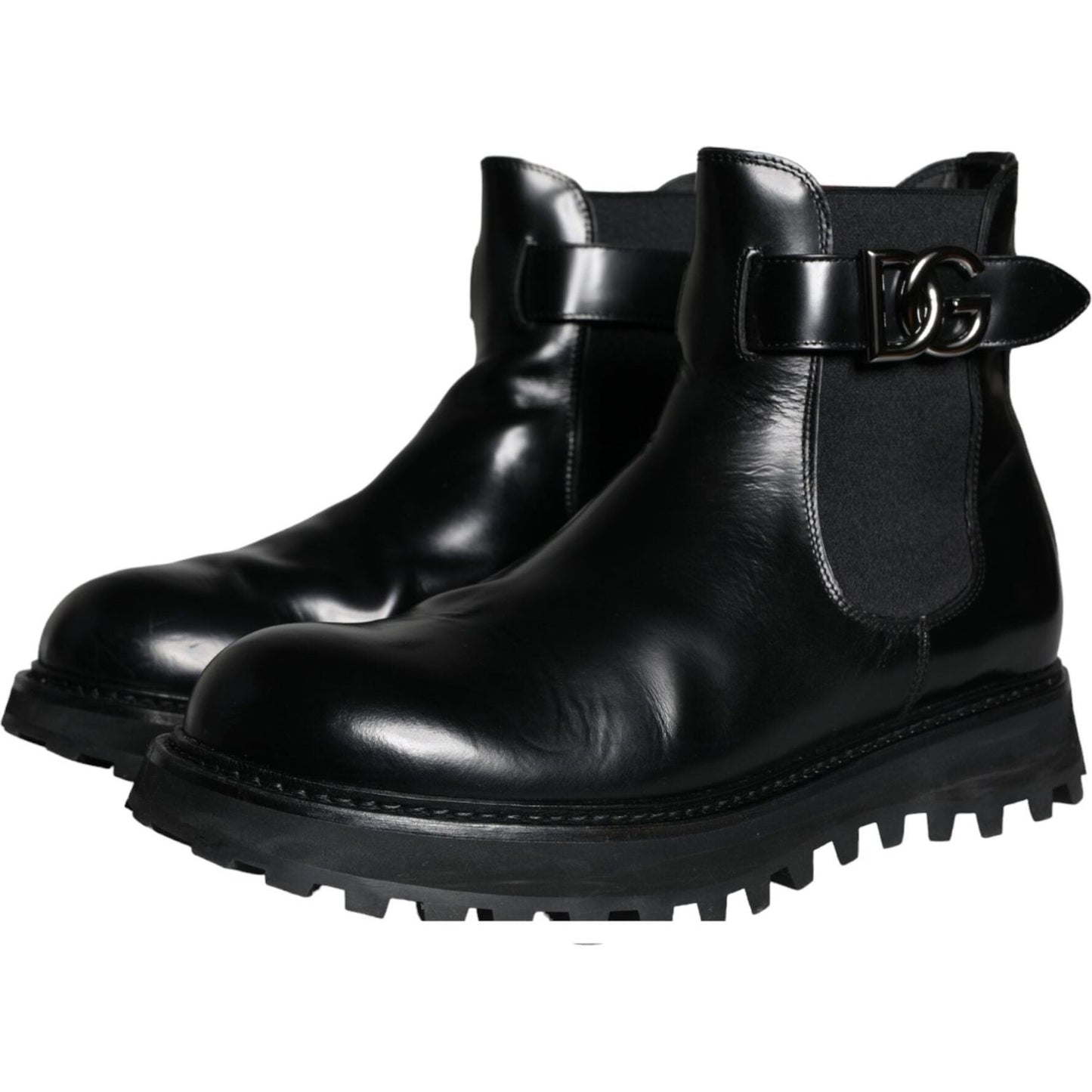 Dolce & Gabbana Black Belted DG Logo Men Chelsea Boots Shoes Dolce & Gabbana