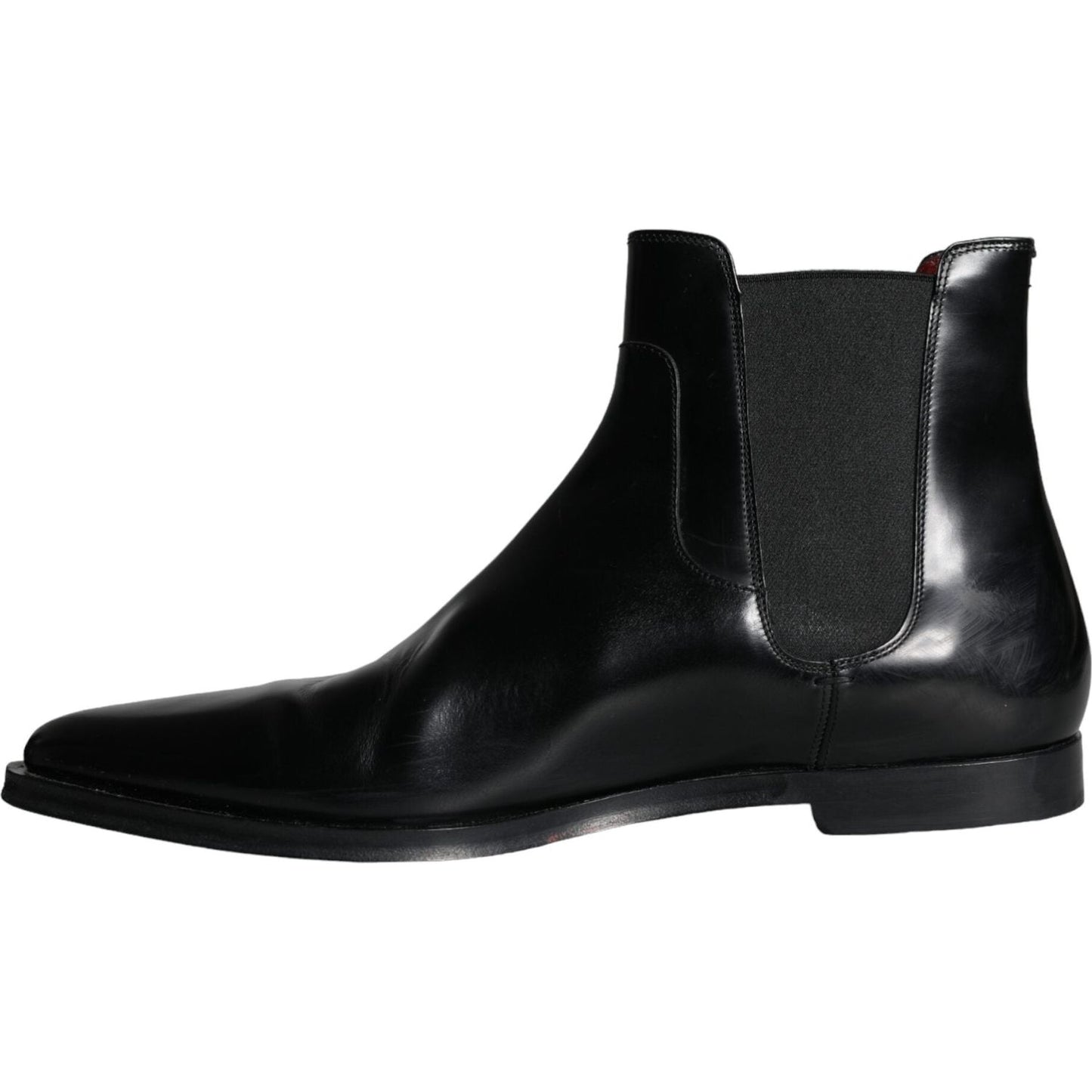 Dolce & Gabbana Black Leather Chelsea Ankle Boots Shoes Dolce & Gabbana