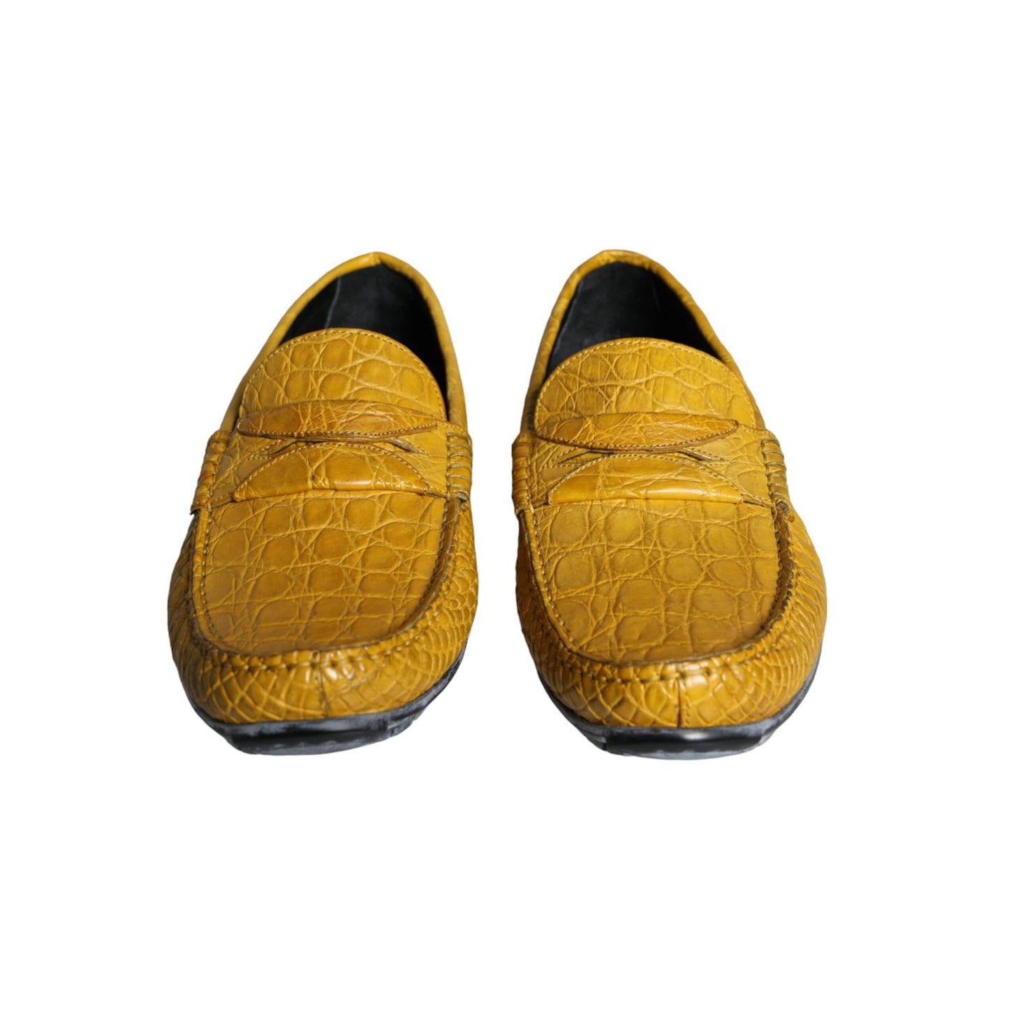 Dolce & Gabbana Yellow Leather Slip Mocassin Loafers Shoes