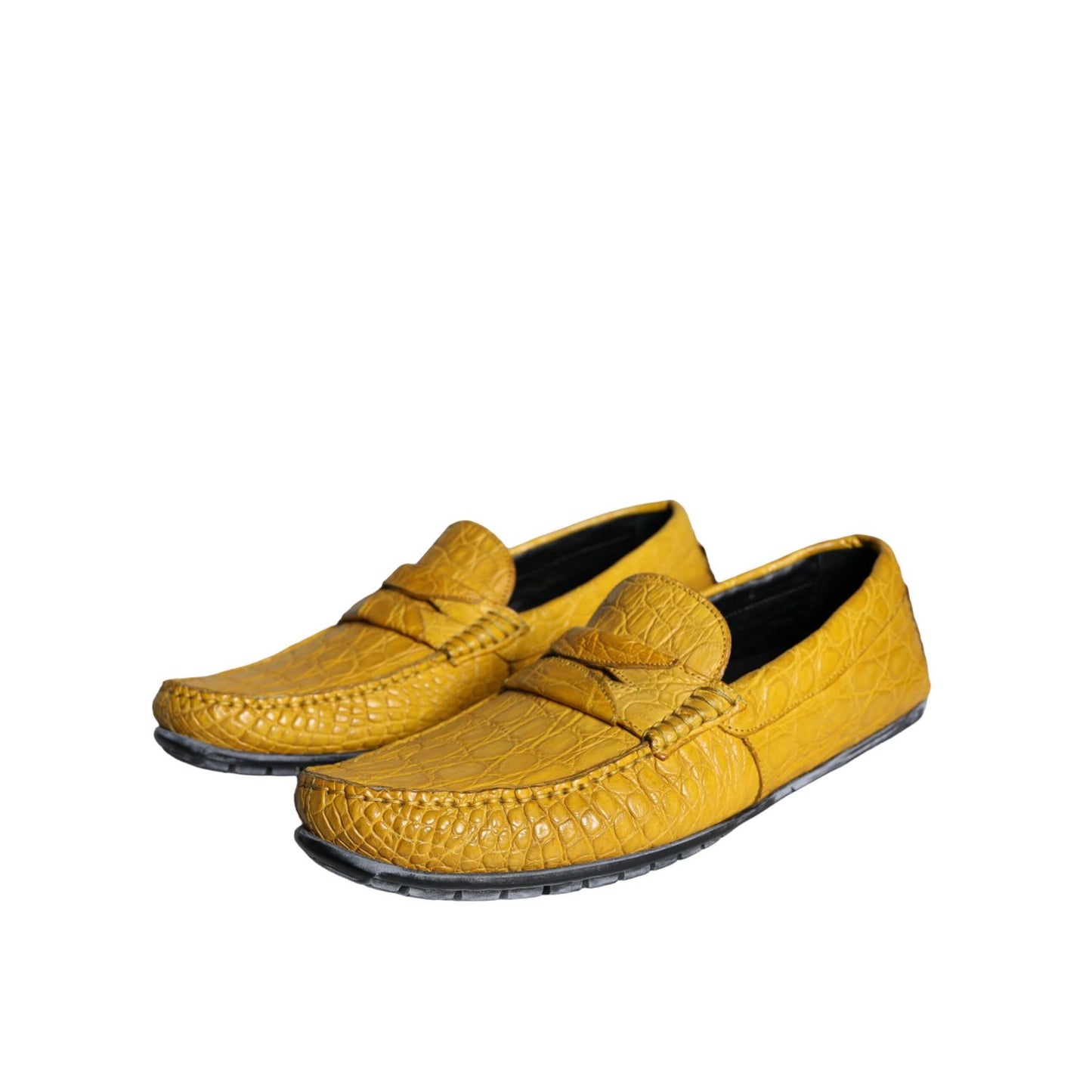 Dolce & Gabbana Yellow Leather Slip Mocassin Loafers Shoes