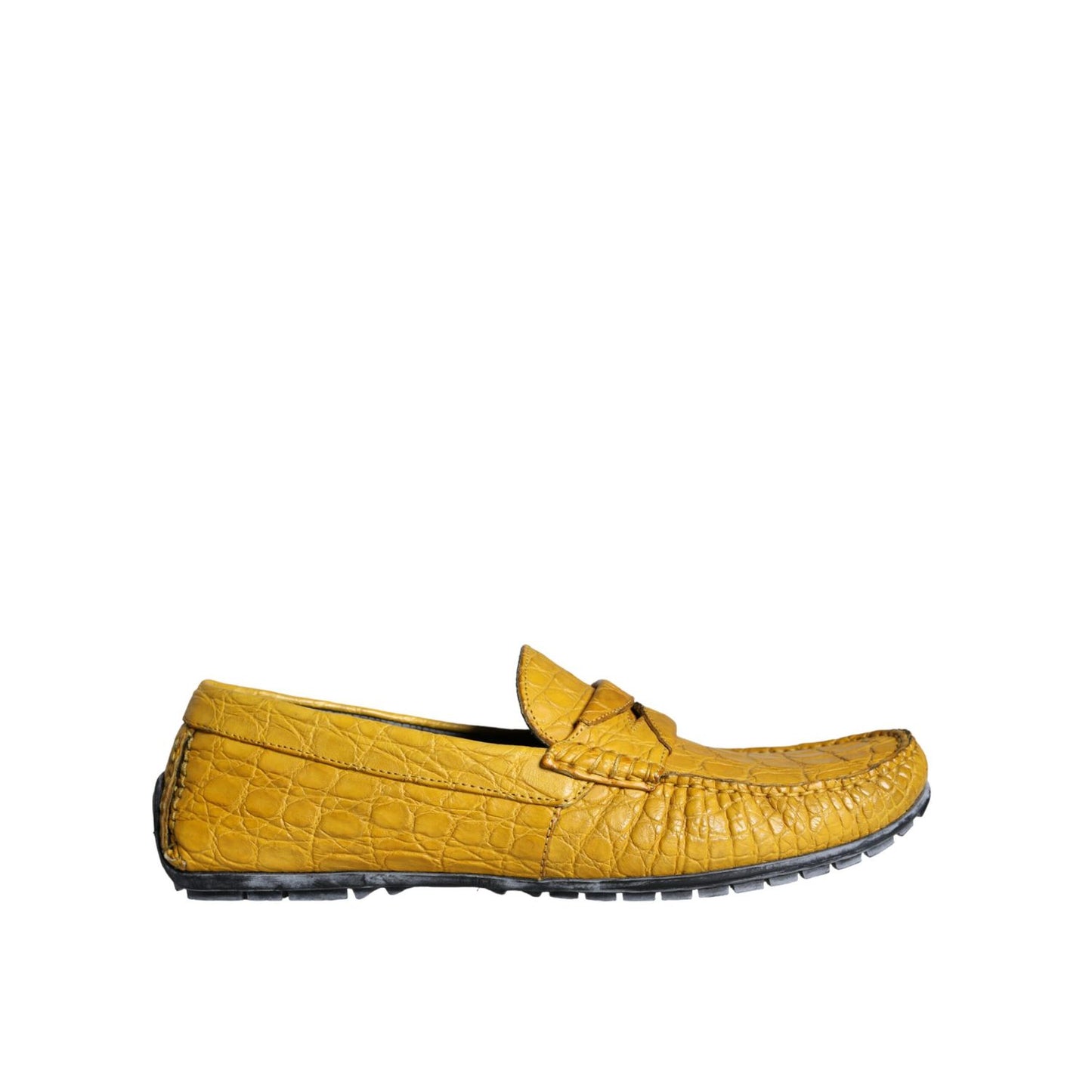 Dolce & Gabbana Yellow Leather Slip Mocassin Loafers Shoes