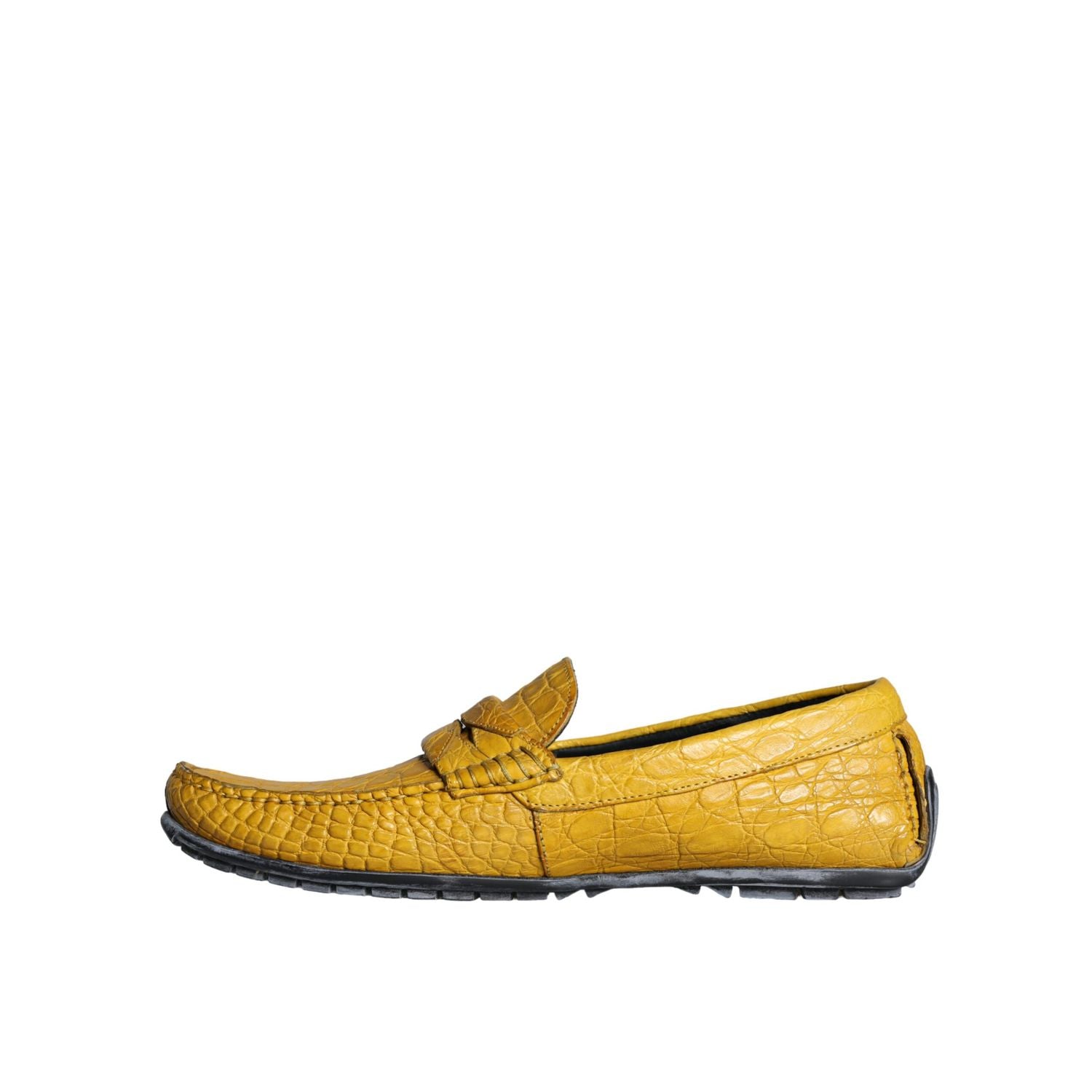 Dolce & Gabbana Yellow Leather Slip Mocassin Loafers Shoes