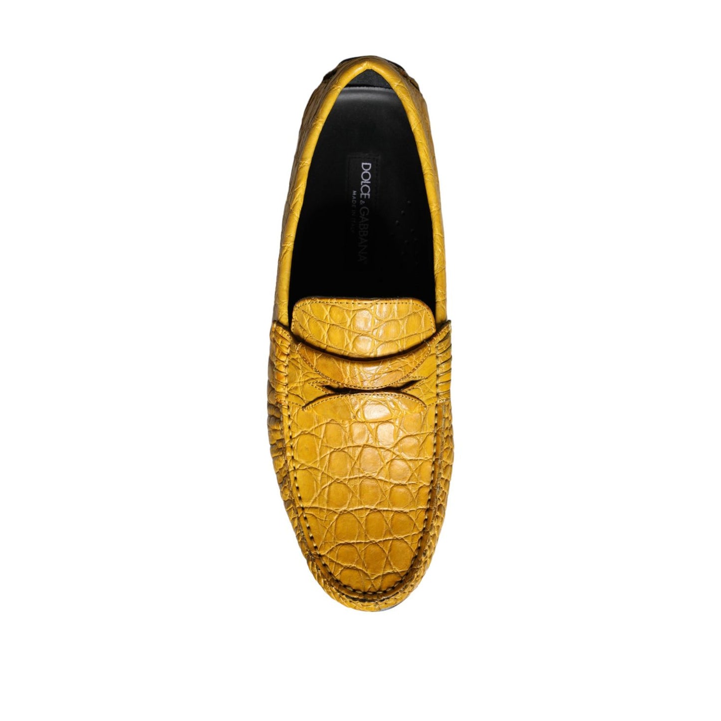 Dolce & Gabbana Yellow Leather Slip Mocassin Loafers Shoes