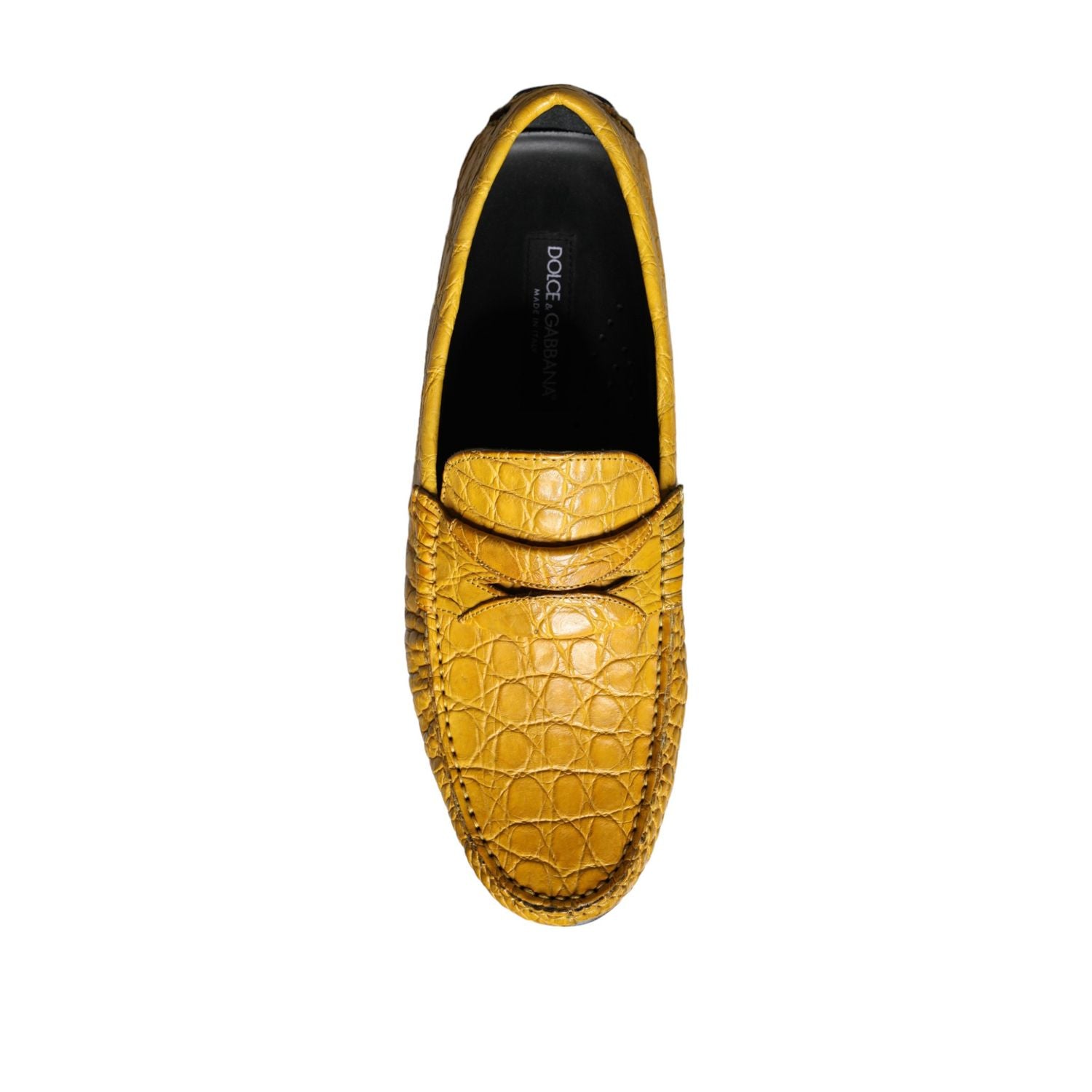 Dolce & Gabbana Yellow Leather Slip Mocassin Loafers Shoes