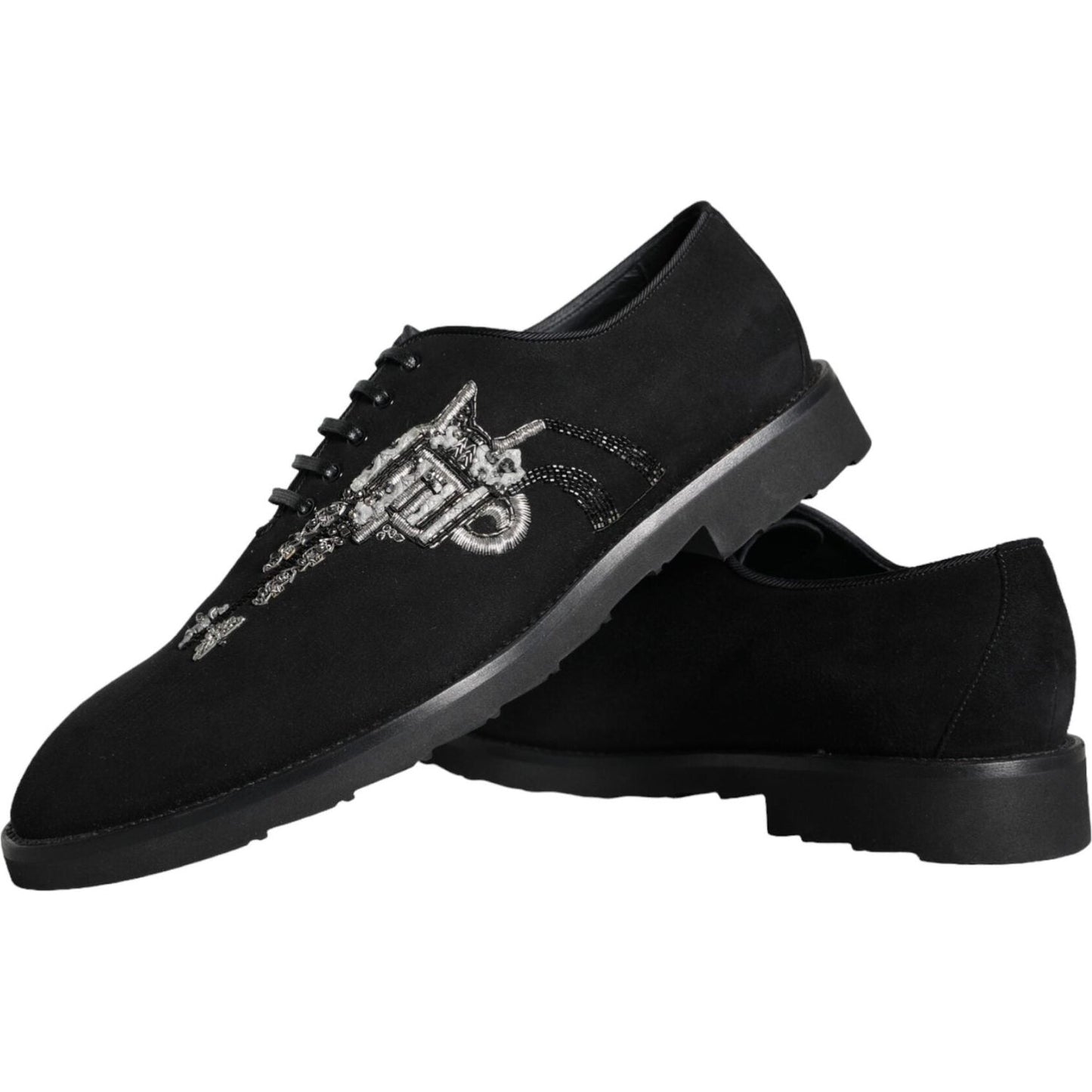 Dolce & Gabbana Black Suede Sicilia Lace Up Formal Shoes Dolce & Gabbana