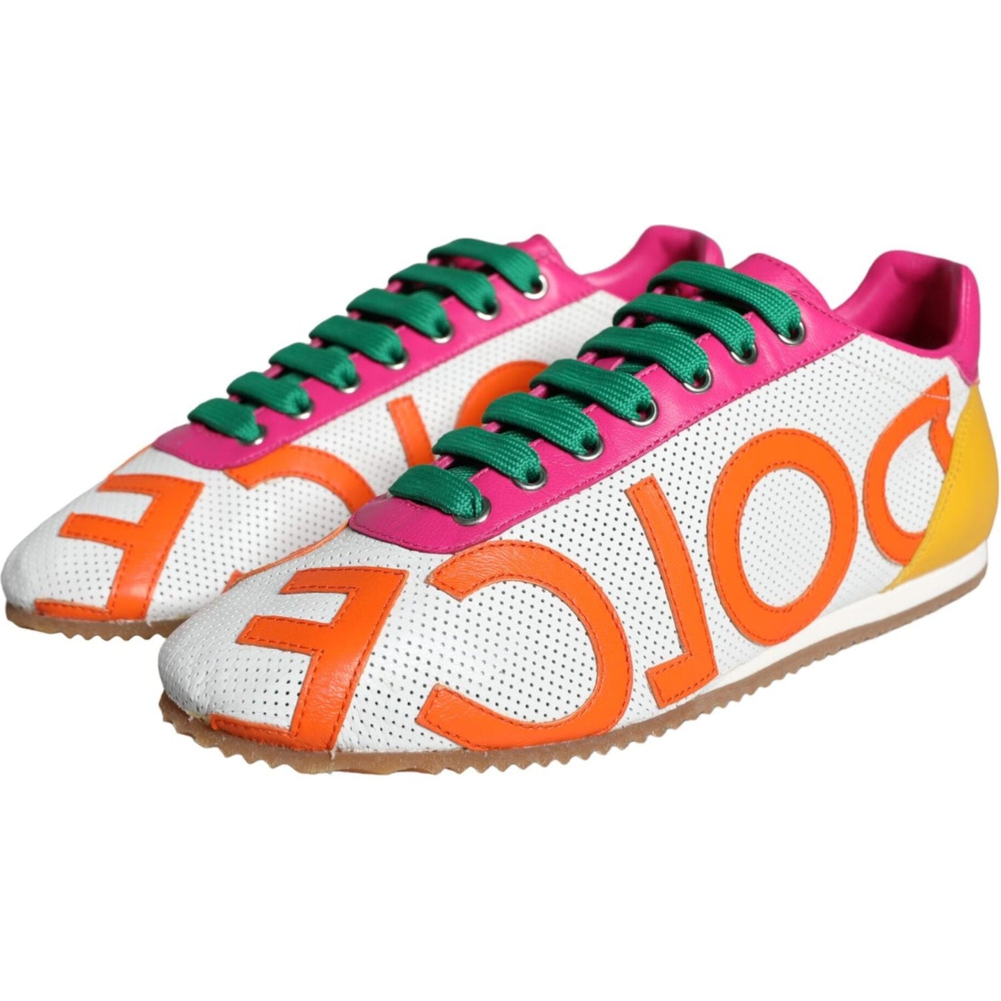 Dolce & Gabbana Multicolor Leather Logo Casual Sneakers Shoes Dolce & Gabbana